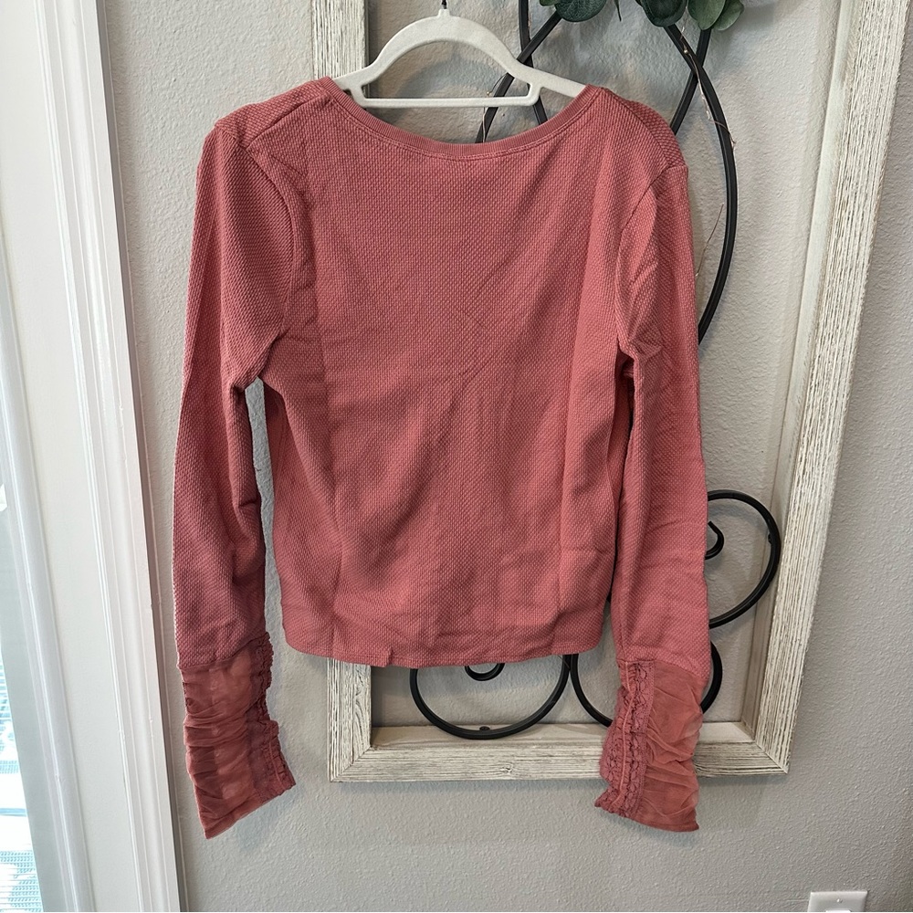 Free People Dusty Rose Ruched V-Neck Top - Picture 11 of 13
